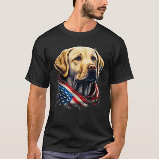 USA 4 van juli Geel Patriottisch Amerikaans Labrad T-shirt (Voorkant)