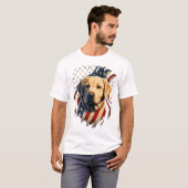 USA 4 van juli Geel Patriottisch Amerikaans Labrad T-shirt (Voorkant volledig)