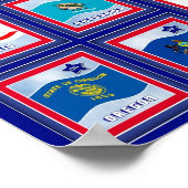 USA 50 STATE FLAGS BLUE/555 POSTER (Hoek)