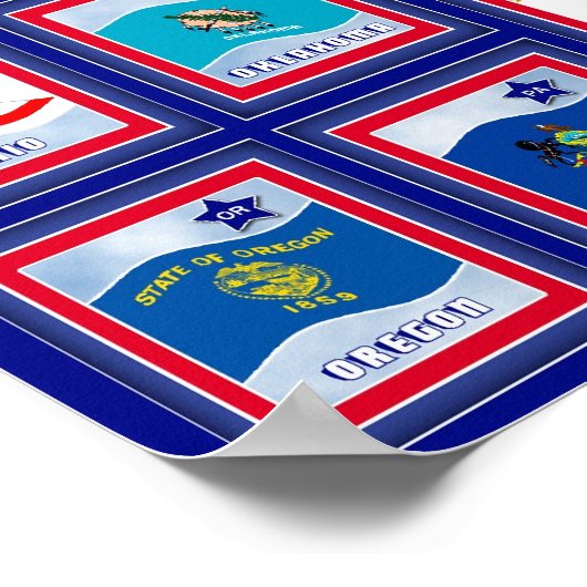 USA 50 STATE FLAGS BLUE/555 POSTER (Hoek)