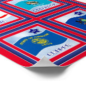 USA 50 STATE FLAGS RED/557 POSTER (Hoek)