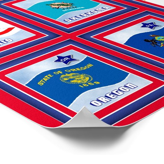 USA 50 STATE FLAGS RED/557 POSTER (Hoek)