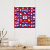 USA 50 STATE FLAGS RED/557 POSTER (Keuken)