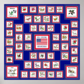 USA 50 STATE FLOWERS BLUE/558 POSTER (Voorkant)