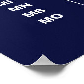 USA 50 States Vertical Minimalist Navy Blue Poster (Hoek)