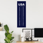 USA 50 States Vertical Minimalist Navy Blue Poster (Thuiskantoor)