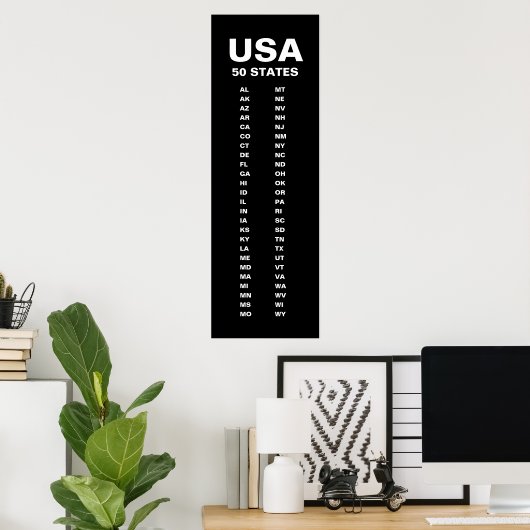 USA 50 States Vertical Minimalist  Poster (Thuiskantoor)