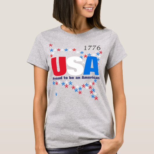 USA 50 Sterren Rood Wit Blauw T-shirt (Voorkant)