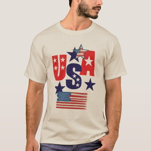 USA 5 Star Patriotic Design – American Pride Gift  T-shirt (Voorkant)