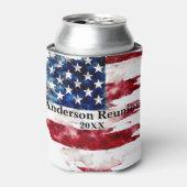 USA Achternaam Custom Flag Kleuren Reunion Blikjeskoeler (Blikje Voorkant)