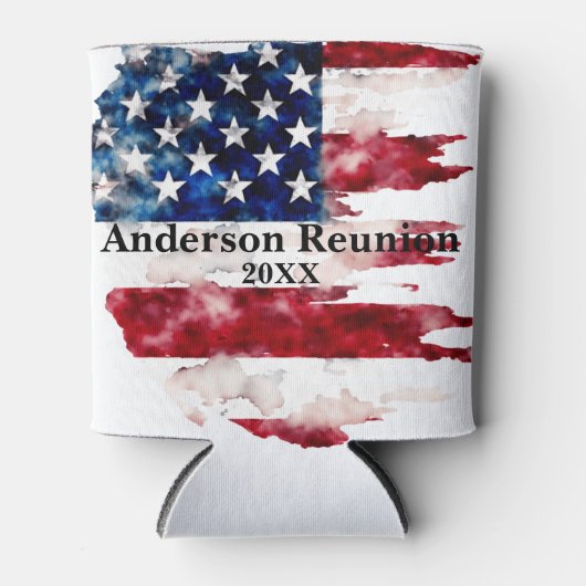 USA Achternaam Custom Flag Kleuren Reunion Blikjeskoeler (Voorkant)