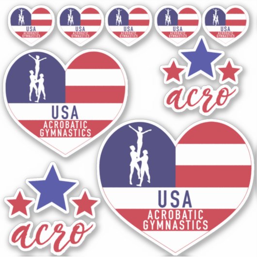 USA Acrobat Gymnastiek Decals Sticker (Voorkant)