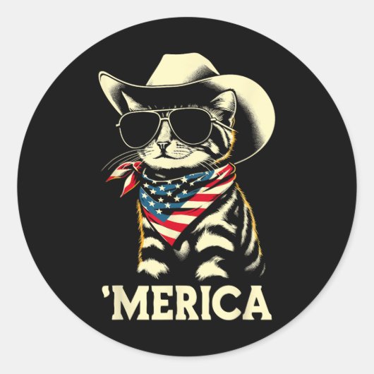 USA America Cat 4 van juli Mannen Vrouwen Kinder F Ronde Sticker (Voorkant)