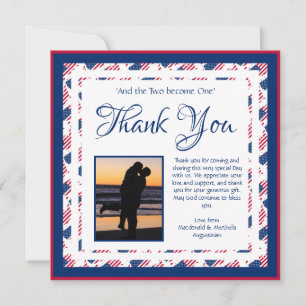 USA AMERICA FLAG Custom Patriotic Square Wedding Bedankkaart