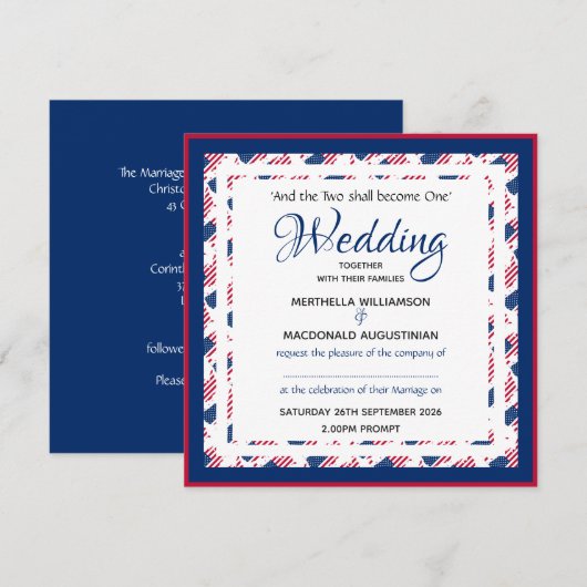 USA AMERICA FLAG Custom Patriotic Square Wedding Kaart (Voorkant / Achterkant)