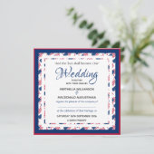 USA AMERICA FLAG Custom Patriotic Square Wedding Kaart (Staand voorkant)