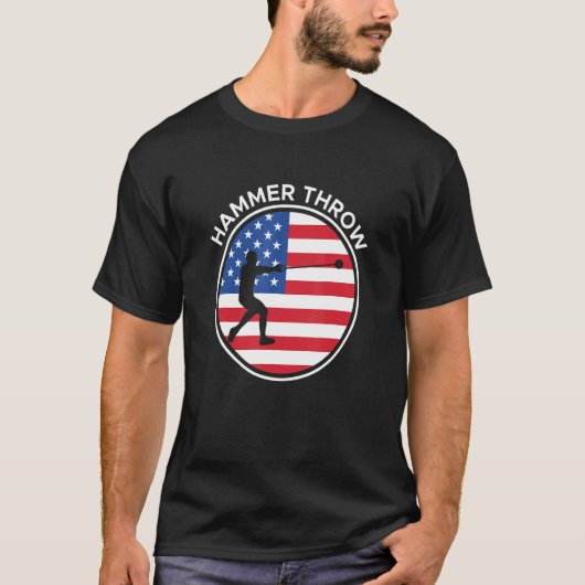 Usa America Flag Hammer Throwing Hammer Thrower T-shirt (Voorkant)