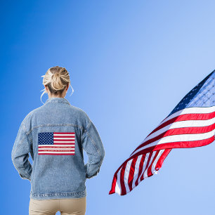 USA America Flag Patriottisch Huis van de Dappere  Denim Jacket