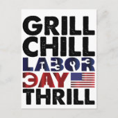 Usa America Grill Chill Labor Day Thrill BBQ-feest Uitnodiging Briefkaart (Voorkant)