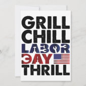 Usa America Grill Koel Labor Day Thrill BBQ-feest Kaart (Voorkant)