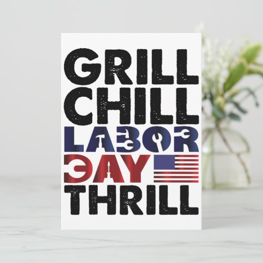 Usa America Grill Koel Labor Day Thrill BBQ-feest Kaart (Staand voorkant)