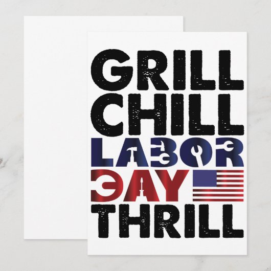 Usa America Grill Koel Labor Day Thrill BBQ-feest Kaart (Voorkant / Achterkant)
