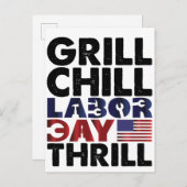 Usa America Grill Koel Labor Day Thrill BBQ-feest Uitnodiging Briefkaart (Voorkant / Achterkant)