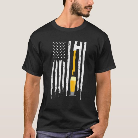 USA America Vlag bier glas alcohol T-shirt (Voorkant)