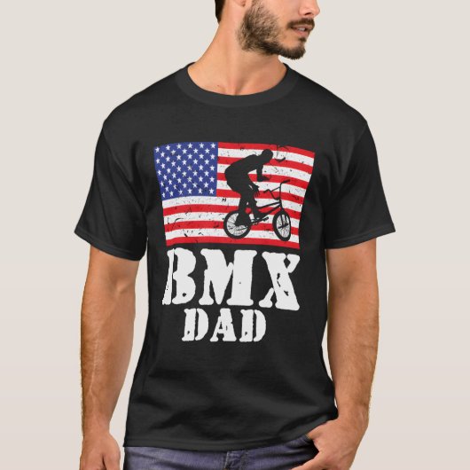 USA American Distressed Flag BMX Dad Mannen cadeau T-shirt (Voorkant)