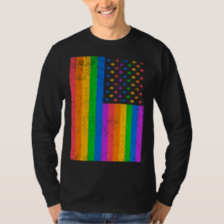 USA American Distressed Grunge LGBTQ Ally Gay Prid T-shirt