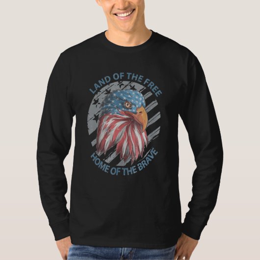 USA American Eagle Land van het vrije huis van de  T-shirt (Voorkant)