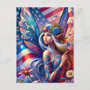 USA American Fairy Briefkaart