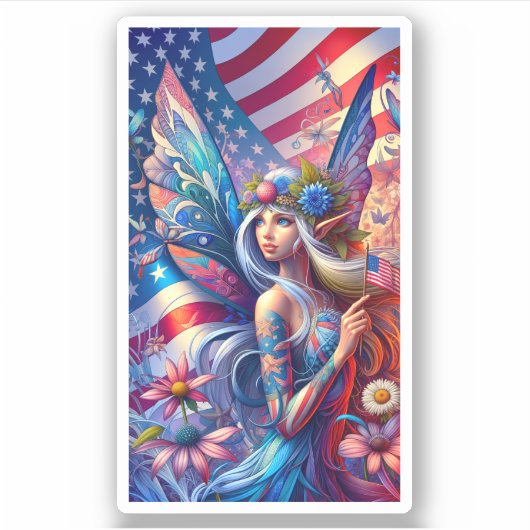 USA American Fairy Sticker (Voorkant)
