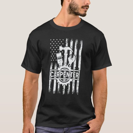 Usa American Flag 4th Of July Carpenter Woodworker T-shirt (Voorkant)