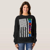 USA American Flag Autism Awareness Autistic Child  Trui (Voorkant volledig)