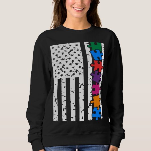 USA American Flag Autism Awareness Autistic Child  Trui (Voorkant)
