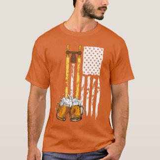 USA American Flag Beer Drinking Beer T Shirt For M