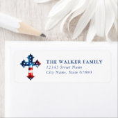 USA American Flag Cross Return Address Labels (Insitu)