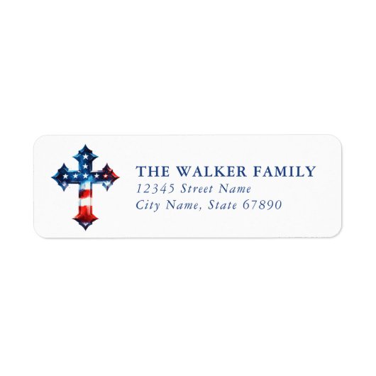 USA American Flag Cross Return Address Labels (Voorkant)