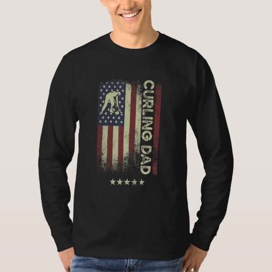 USA American Flag  Curling Dad 1 T-shirt (Voorkant)