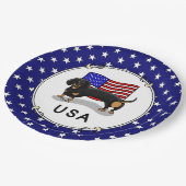 USA American Flag Dachshund Dachsie (black & tan) Papieren Bordje (Gekanteld)