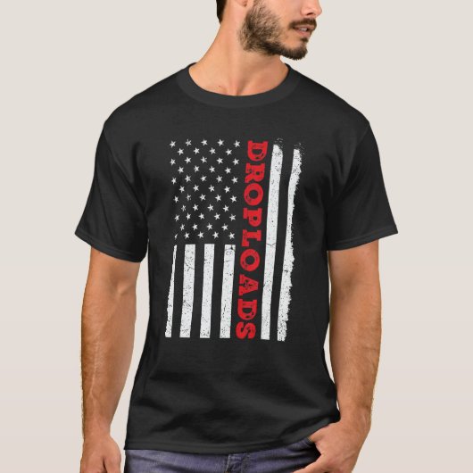 USA American Flag Drop Loads Turck Driver Trucker T-shirt (Voorkant)