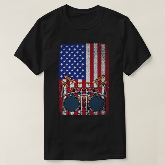  USA American Flag Funny Drummer Muzikanten T-shirt (Design voorkant)