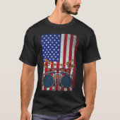  USA American Flag Funny Drummer Muzikanten T-shirt (Voorkant)