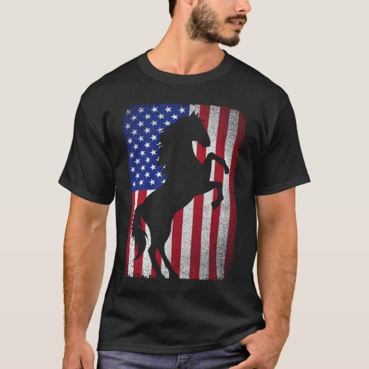 USA American Flag Horse Lover USA Patriotic 4th o T-shirt (Voorkant)