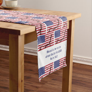 USA AMERICAN Flag Map Gepersonaliseerd Schrift Korte Tafelloper