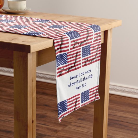 USA AMERICAN Flag Map Gepersonaliseerd Schrift Korte Tafelloper (Voorbeeld)