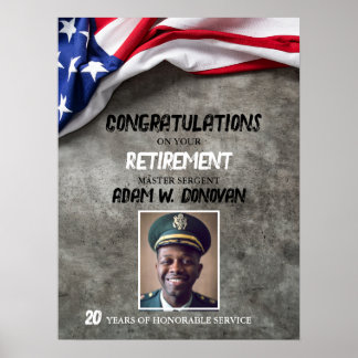 USA American Flag Military Retirement Welcome Poster