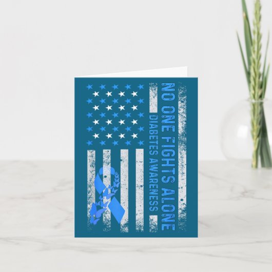 Usa American Flag No Fighting Alone Diabetes Aware Kaart (Voorkant)