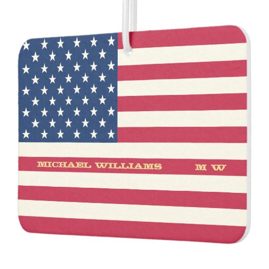 USA American Flag Patriotic Quote Monogrammed Car Luchtverfrisser (Links)